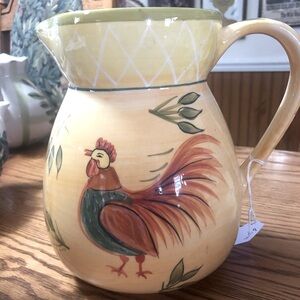 Vintage Barn Rooster Pitcher by Certified International, Country Living, 8" Tall
